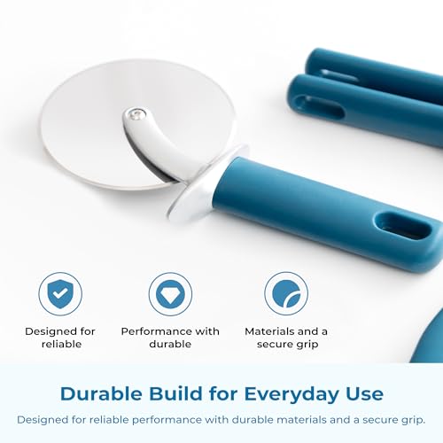 OOU Pizza Cutter, Stainless Steel Wheel Slicer with Premium Zinc Alloy Construction, Ergonomic TPE Non-Slip Grip Handle, Dishwasher Safe, Blue - Thumbnail 4