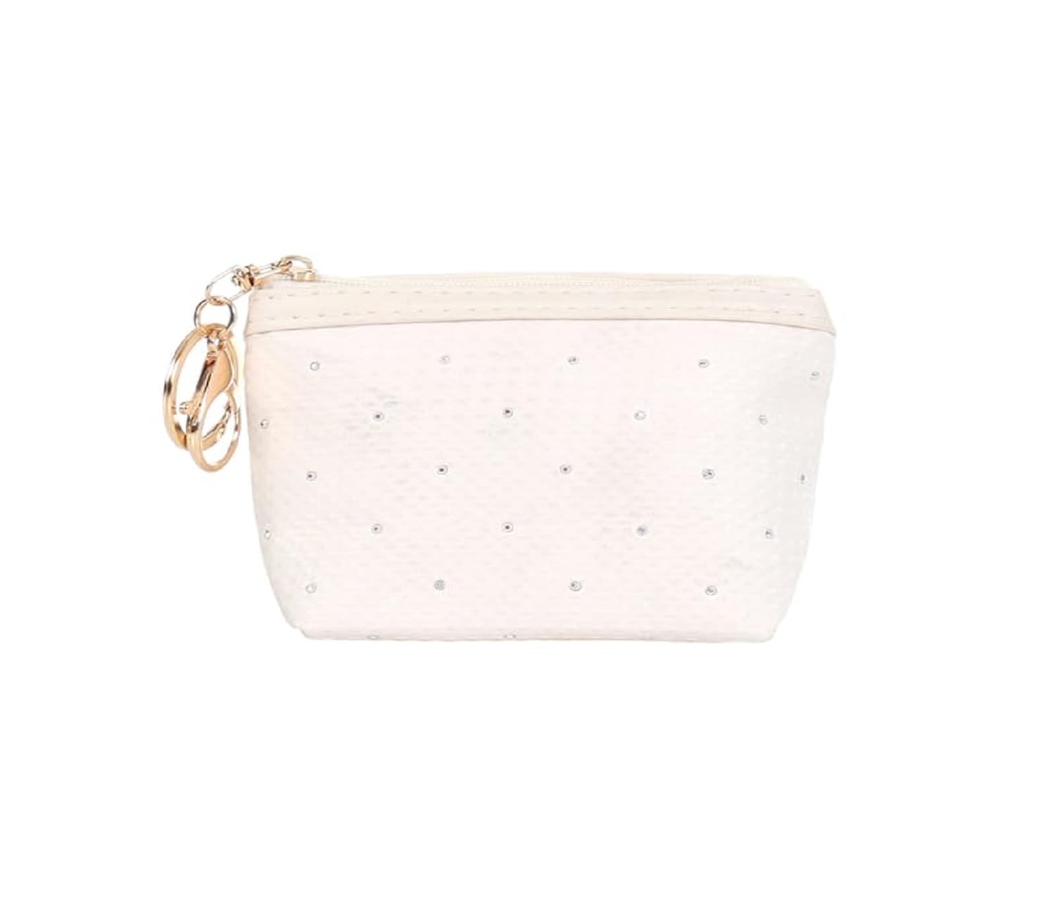 abbana Cotton Coin Pouch Small | Soft Fabric Mini Zipper Pouch with Keyring | Single Compartment Coin & Essentials Holder for Women & Girls Color - White-picture-30