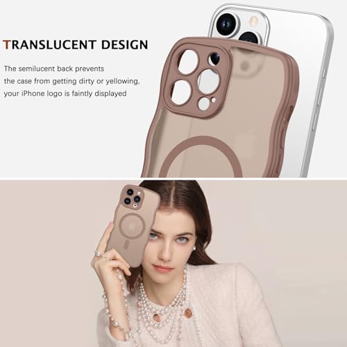 Telaso for iPhone 13 Pro Max Case, Compatible with Magsafe Wave Frame Design Translucent Matte Back Silicone Bumper Protective Magnetic Phone Case iPhone 13 Pro Max for Women Girls, Brown by Telaso - Image 5
