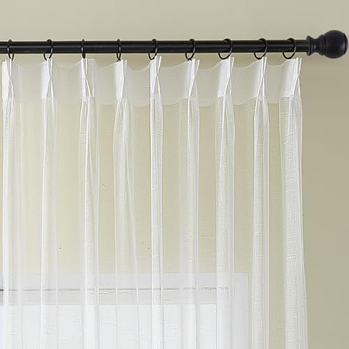 Ftinala Off White Pinch Pleated Sheer Curtains 96 Inches Long