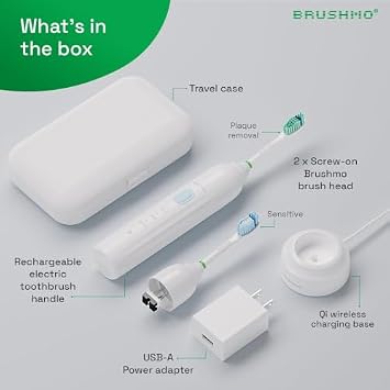 Brushmo e-Series Sonic Toothbrush Handle with 3 Modes & IPX7 Waterproof + 4 Standard, 1 Compact & 1 Sensitive Replacement Heads Combo Pack for Philips Sonicare e-Series Bundle
