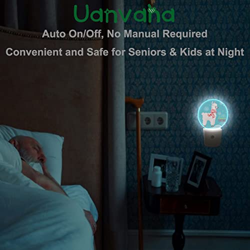 Image of Cute Animal Night Light Funny Christmas Llama Wear Red Scarf Winter Snowflakes Plug-in Nightlight Energy Saving 0.5W LED Lighting for Boys Girls Men Women
