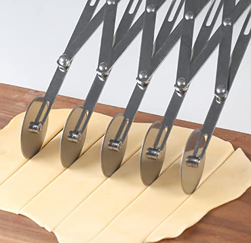 Noodle Knife Roller With Comfort Handle Premium Stainless Steel Manual Spaghetti Pasta Maker Noodle Grid Roller Dough Cutter, Kitchen Tools (Stainless Steel, 3-Piece Noodle Grid Roller) #TOP4