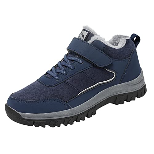 Botas de nieve para hombre, impermeables, cálidas, forradas: zapatos de exterior, botas de invierno de invierno, botas de nieve con plataforma, antideslizantes, zapatos de senderismo, resistentes al
