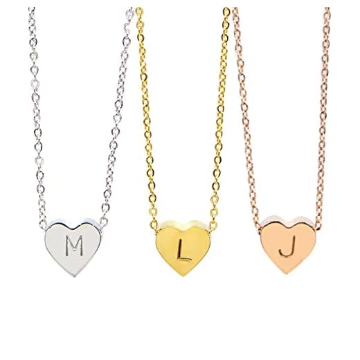 Valentines Day Gift for Her Heart Necklace Personalized Initial Necklace Flower Girl Proposal Jewelry for Women Baby Girl Best Friend Necklaces Friendship - FHN