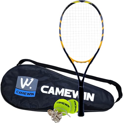Kit Raquete de Tênis Amarelo 26 Polegadas Camewin Fibra de Carbono com Estojo + 2 Bolinhas de Tênis (Amarelo)