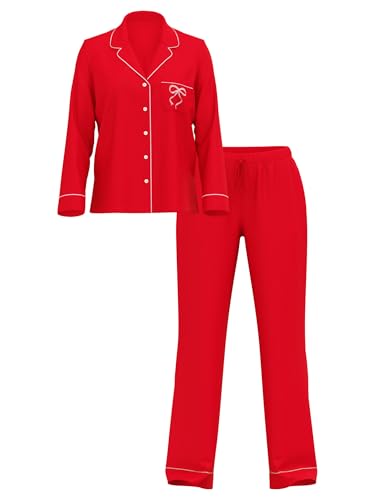 Victoria's Secret Modal Pajama Set, Long Sleeve Shirt and Pants, Pajamas for Women, Lipstick Bow, M3