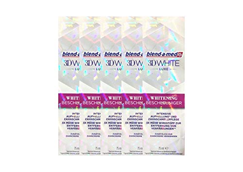 5x Blend-A-Med 3D White Luxe Whitening Beschleuniger 75 ml, Original Zahnaufhellung