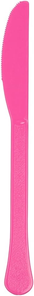 JAM Paper Premium Utensils Party Pack - Plastic Knives - Fuchsia Hot Pink - 48 Disposable Knives/Pack