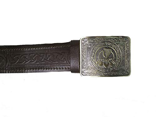 AAR Leather Celtic Design Kilt Belt Black & Brown With Antique Finish Buckle Scottish Highland2