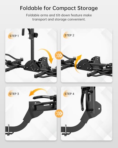 Bike Rack Hitch Mount, 160 lbs 2-Bike Racks for Ebikes, Fat Tire Bike, Ebike Rack for Cars Trucks SUVs Minivans, 2\" Hitch Receiver