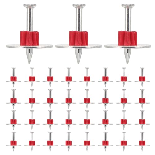 UKCOCO 100 clavos resistentes pequeños para madera y paredes de concreto, clavos carpinteros de plástico y metal plateados con anclaje extendido para obra profesional y carpintería