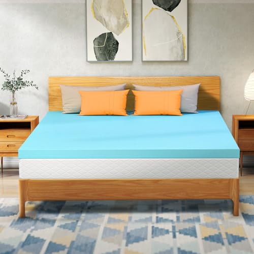 VALUXE Twin XL Mattress Topper 4 Inch Cooling Gel Memory Foam, CertiPUR-US Certified Topper & Pad for Back Pain Relief, Soft Breathable Bedding with Pressure Relief (Blue)