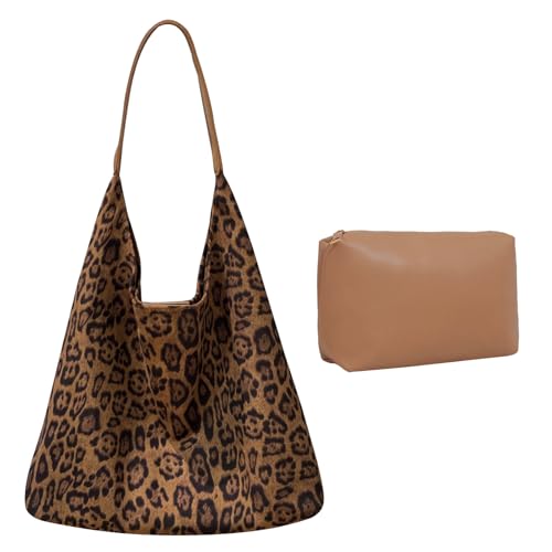 KJMYYXGS Leopard Print Tote Bag for Women Cheetah Purses Leopard Print Large Capacity Vintage Handbag