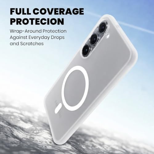 Image of DIZORO Matte Case for Samsung Galaxy A35 Compatible with MagSafe, Camera Lens Full Protection, Shockproof Translucent Frosted TPU Soft Phone Cover, Anti-Fingerprint (White)