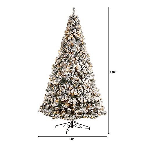10Ft. Flocked West Virginia Fir Artificial Christmas Tree With 800 Clear Led Lights And 1680 Tips #TOP1
