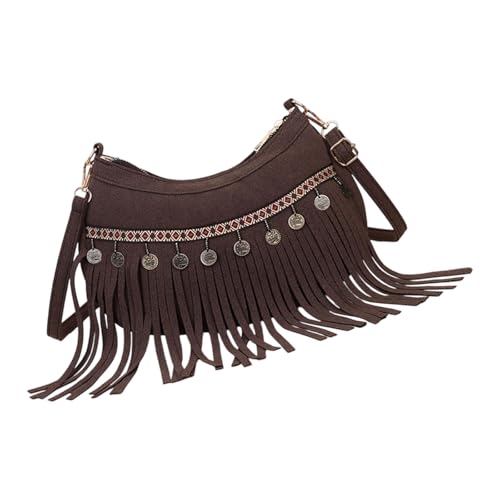 [�C���X�N] Fringe Crossbody Shoulder Bag with Adjustable Strap,Tassels Underarm Bag Western Fringe Purses for Women Hobos Handbags W