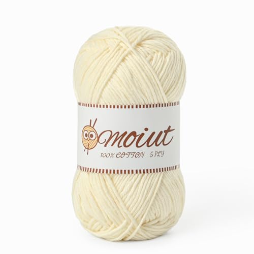 Image of Cotton Yarn for Crocheting, Baby Yarn for Crocheting Soft, 131yds / 1.76oz Fluffy Amigurumi Crochet Yarn, 5 Ply 100% Milk Cotton Yarn for Puzzle、Socks、Clothes(Milky White)