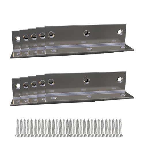 Image of Stainless Steel Corner Bracket,Joint Right Silver Angle Brackets,L Shape Heavy Duty Metal Corner Brace Shelf Supporter for Wood Aufuga (10, 4x1x1)