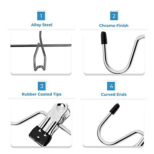 Ustech Cami Space Saving Closet Hangers With Rubber Coated Tips | Steel Pant Hangers With Clips For Tank Tops & Lingerie | Non-Slip Skirt Hangers With Metal Clip Hook For Multipurpose | Pack Of 12 #TOP4