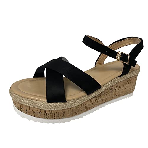 Sandales été femme avec sangle croisée graphique et boucle noire 40