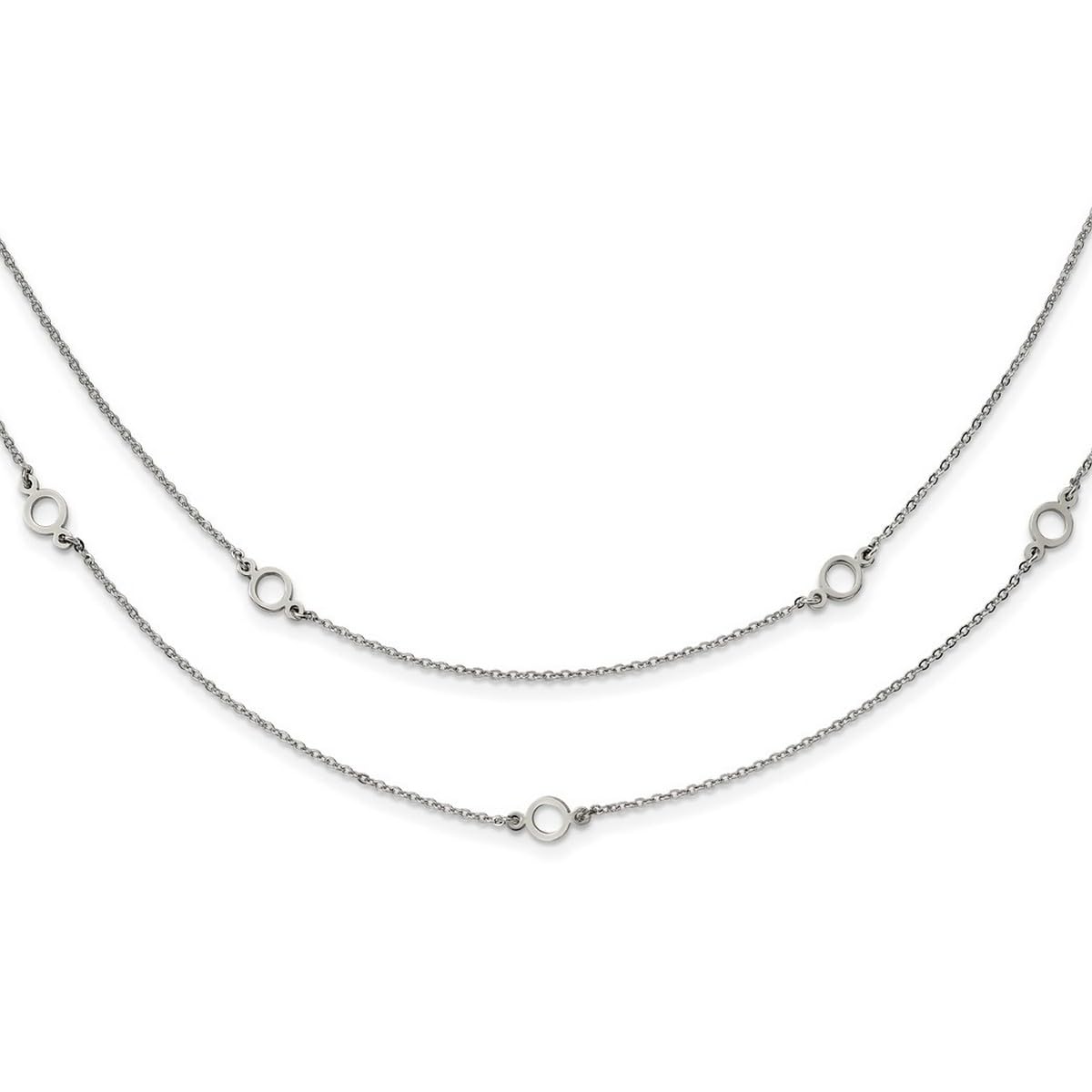 JewelryWeb Halskette für Damen, Edelstahl, poliert, Karabinerverschluss, zwei Stränge mit 5,1 cm Verlängerung, 39,5 cm