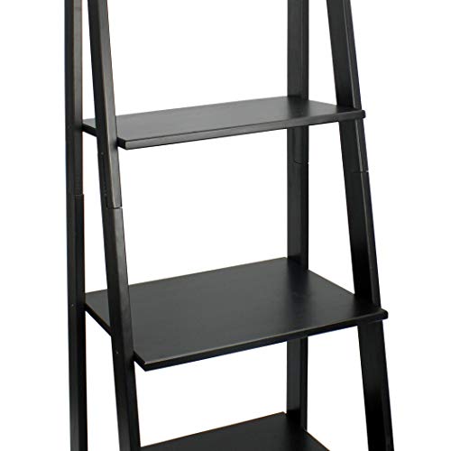 Adeptus 5 Shelf Ladder - Made From Solid Wood (Black) #TOP4