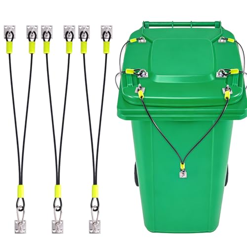 Image of Universal Raccoon Trash Can Lid Lock - Small Animals Outdoor Trash Can Lid Lock with Two Steel Wire Rope,Also Works for Bear,Rat,Wind and Other Wildlife (3)