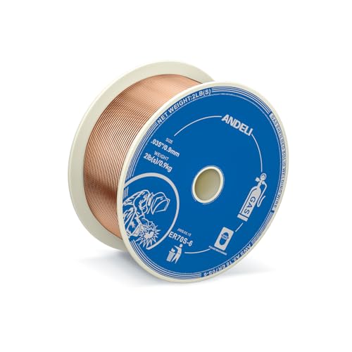 ANDELI Carbon Steel Solid MIG Welding Wire, ER70S-6 .035-Inch 2-Pound Gas Mig Welding Wire with Low Splatter and High Levels of Deoxidizers – For All Position Gas Welding