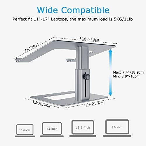 BoYata Laptop Stand, Height adjustable Ventilated Laptop Holder, Notebook Stand Compatible with 10-17'' MacBook Pro/Air, Dell, Lenovo, Samsung, Acer, HUAWEI MateBook