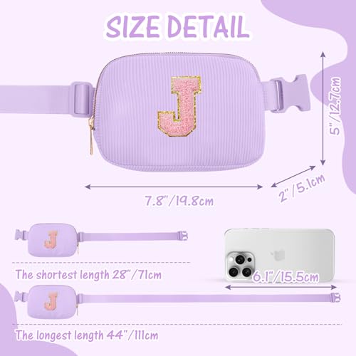 Image of Gitus Girls Birthday Gifts for 10-16 Year Olds - Initial Fanny Pack Belt Bag Crossbody Bag - Trendy & Personalized Preppy Stuff (Lavender-J)