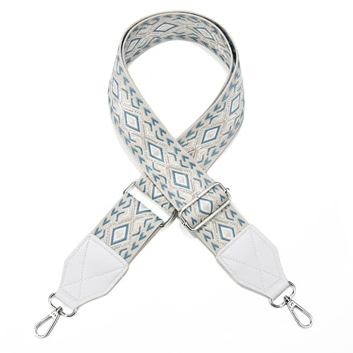 Image of LEMEDE Purse Strap,2 inch Leather End Shoulder Strap Adjustable Replacement,Retro Jacquard Multi-pattern Crossbody Bag Straps