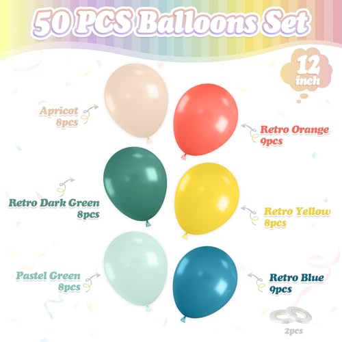 Image of Colorful Balloons, 50 Pcs Boho Rainbow for Birthday Baby Shower Party Decor