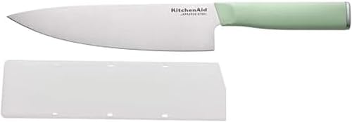 Classic Chef Knife with Custom-Fit Blade Cover, Sharp Kitchen Knife, Japanese Stainless Steel Blade Blade, 8 inch, Pistachio