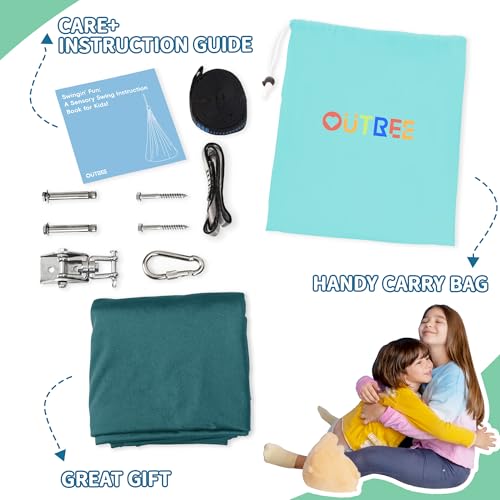 OUTREE Sensory Swing for Kids with 360° Swivel Hanger, Indoor Therapy Swing Great for Autism, ADHD, Sensory Processing Disorder, and Autistic Children (Dark Teal‌) by OUTREE - Image 6