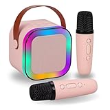 Karaoke Infantil Portátil com 2 Microfones Recarregável e Modos de Voz Divertidos - Diversão Musical para Crianças! (Rosa)