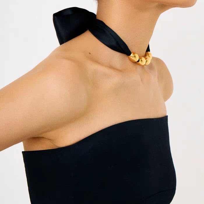 Miniatura 3 de Collar de bufanda para mujer, collar con dije, collar de cuentas de oro de 18 quilates, collar vintage de estilo francés, regalo de joyería para