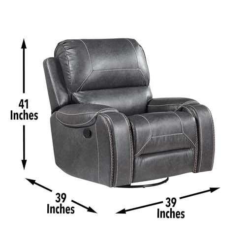Sillón Recliner Gris con Cuero Sintético miniatura 3