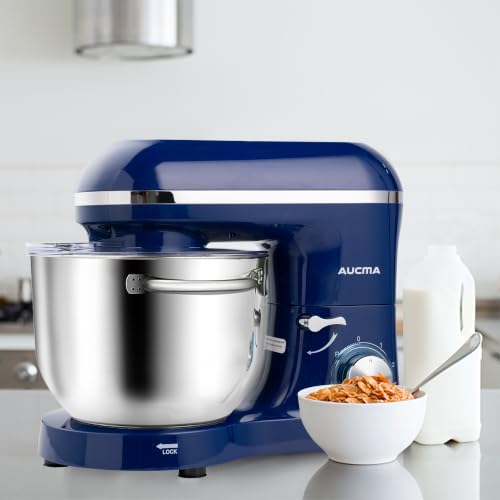 Image of Aucma Stand Mixer,6.5-QT 660W 6-Speed Tilt-Head Food Mixer, Kitchen Electric Mixer with Dough Hook, Wire Whip & Beater (Royal Blue, 6.5QT)