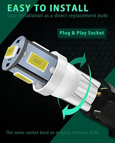 W5W Bulbs, 501 LED Bulbs White T10 LED Bulbs 5630 5SMD T10 Capless LED Bulbs Wedge T10 Car Bulbs for Car Number Plate Lights, Dome Lights, Side Lights, Dashboard Lights