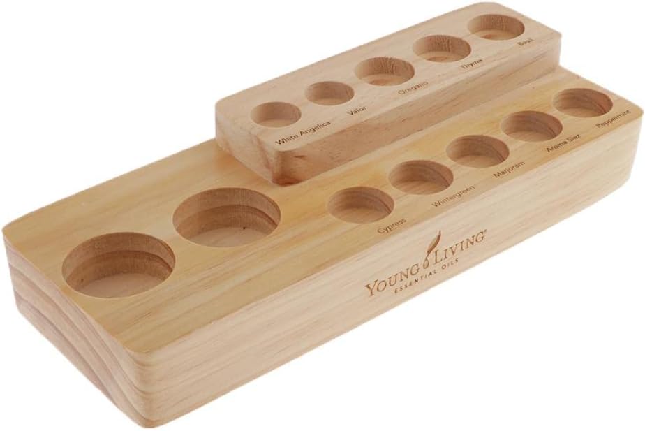 barenx 2 Layer Wood Storage Rack Essential Oil Holder Makeup Holds Up to 12 Bottles