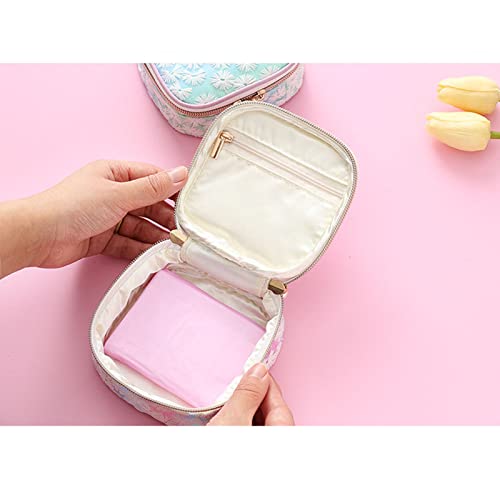 Sanitary Napkin Storage Bag,Portable Menstrual Cotton Pad Storage Holder,Travel Menstrual Period Sanitary Pouch Tampons Bag Suit For Lace Pearl Decoration Women's Personal Item Coin Purse, Makeup(2Pc) #TOP6