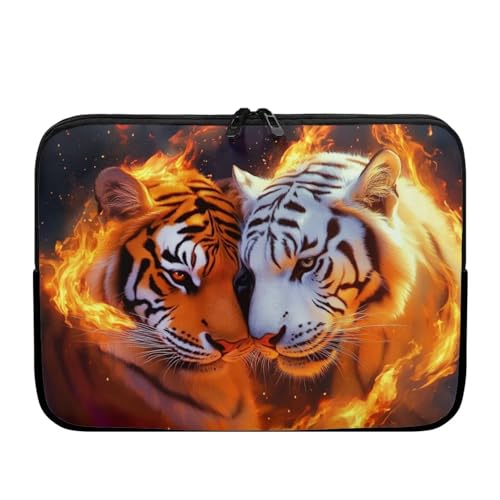 Tongluoye Tiger Laptop Sleeve for Men 10 inch Laptop Protector with Multiple Uses Computer Carrying Case Portable Tablet Bag Lap Top Case Flame Laptop Protector Brown