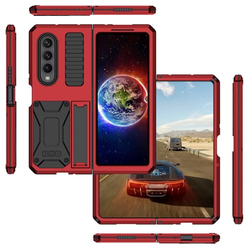 Coque en métal pour Samsung Z-Fold 4 rouge protection intégrale chic