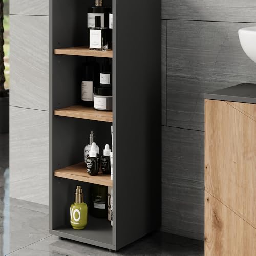 Vicco Mobiletto Midi Antracite/Artisan 30 X 95 Cm 4 Vani Portaoggetti - 4