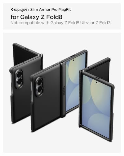 Image of Spigen Slim Armor Pro MagFit Case for Samsung Galaxy Z Fold 8, Black | Magsafe, Hinge Protection, Slim Fit, Wireless Charging, Thermoplastic Polyurethane, Poly Carbonate, Matte