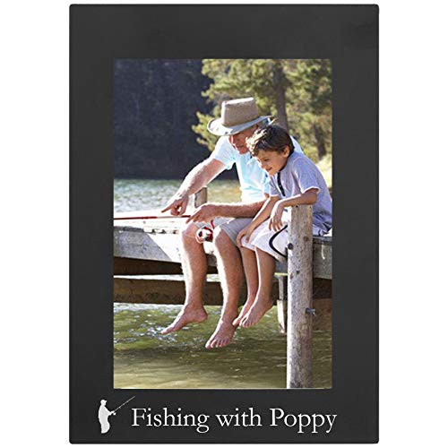 CustomGiftsNow Fishing with Poppy Engraved Anodized Aluminum Hanging/Tabletop Personlized Group Family Photo Picture Frame