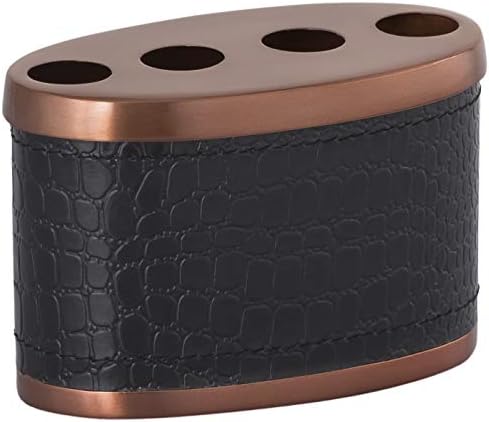 Gramercy Accents, Heavyweight Brass, Copper Finish with Faux Gator Wrap, Toothbrush Holder, 4.5 Inches by 2.5 Inches by 3 Inch Height