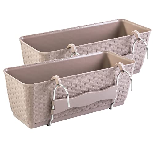 PAFEN 2X Balkonkasten mit Halterungen – 492 x 172 x 174 mm - Blumentopf...