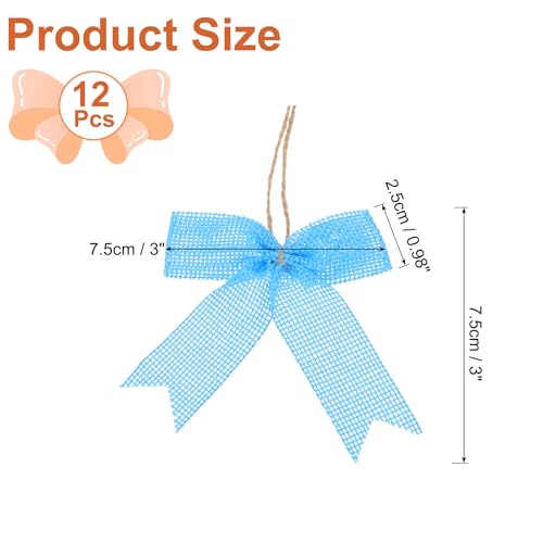 Lazos de arpillera preatados azules para ahorrar tiempo en la decoración de Navidad 3
